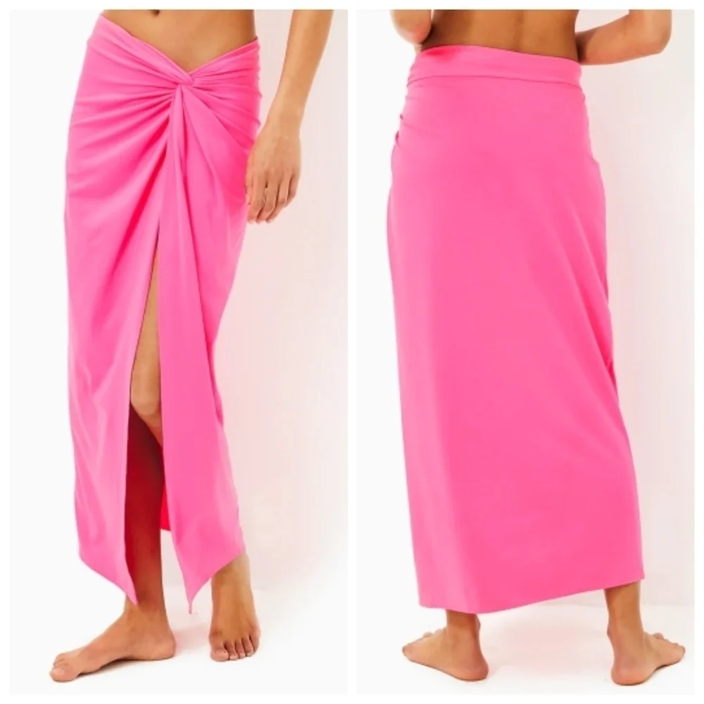 New Lilly Pulitzer Leevy Sarong Roxie Pink Beach Swim Cover-Up XL NWT